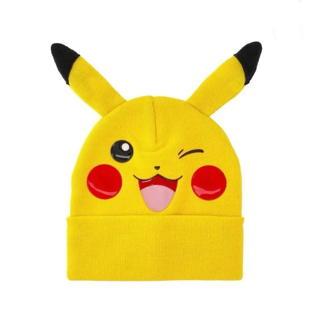 Kids Pokemon Pikachu Beanie Hat & Gloves 2-Piece Set Winter